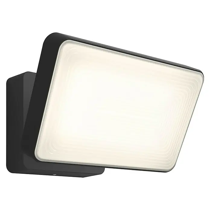 Philips Wiz LED-Außenwandleuchte Welcome - 20,5 W, 16 x 2 x 15,3 cm, Schwarz, IP44 - Ein modernes LED-Wandleuchte in Schwarz, die ein helles, gleichmäßiges Licht für Innen- und Außenbereiche bietet.