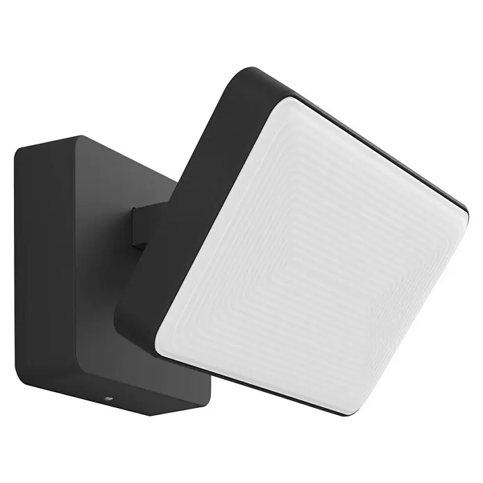 Philips Wiz LED-Außenwandleuchte Welcome - 20,5 W, 16 x 2 x 15,3 cm, Schwarz, IP44 - Bild einer modernen, quadratischen LED-Außenleuchte in Anthrazit. Das Licht ist hell und gleichmäßig.