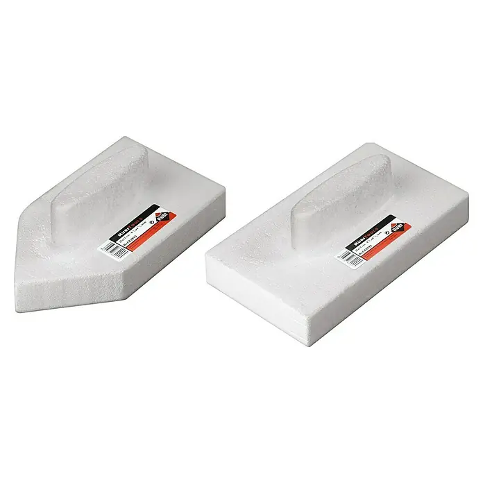 Rubi Llana de alisado de porex rectangular - 14 x 24 cm - Dos llanas de esponja blancas RUBI, una trapezoidal y una rectangular, ambas con mango, son ideales para la limpieza de superficies.