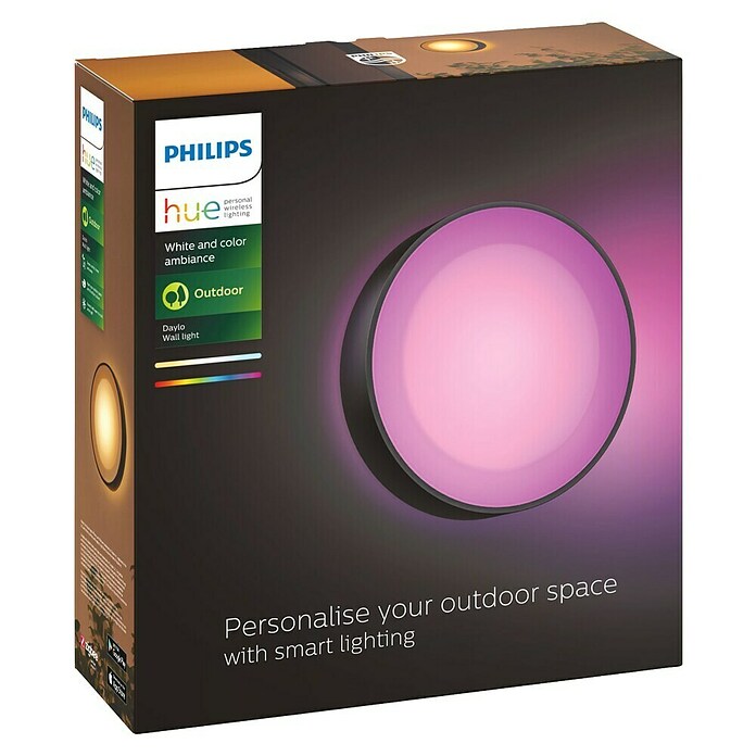Philips Hue Led-wandlamp voor buiten (1 lampen, 15 W, Lichtkleur: RGBW, IP44, Zwart)