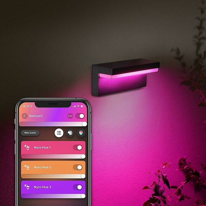 Philips Hue LED-Außenwandleuchte (1-flammig, 13,5 W, Lichtfarbe: RGBW, IP44, Schwarz)