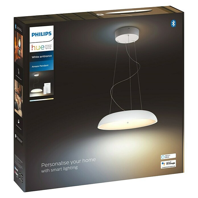 Philips Hue Lámpara colgante LED redonda Amaze (25 W, Ø x Al: 43,4 x 150 cm, Blanco, Blanco) | BAUHAUS