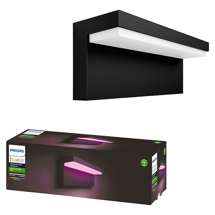Philips Hue LED-Außenwandleuchte (1-flammig, 13,5 W, Lichtfarbe: RGBW, IP44, Schwarz)