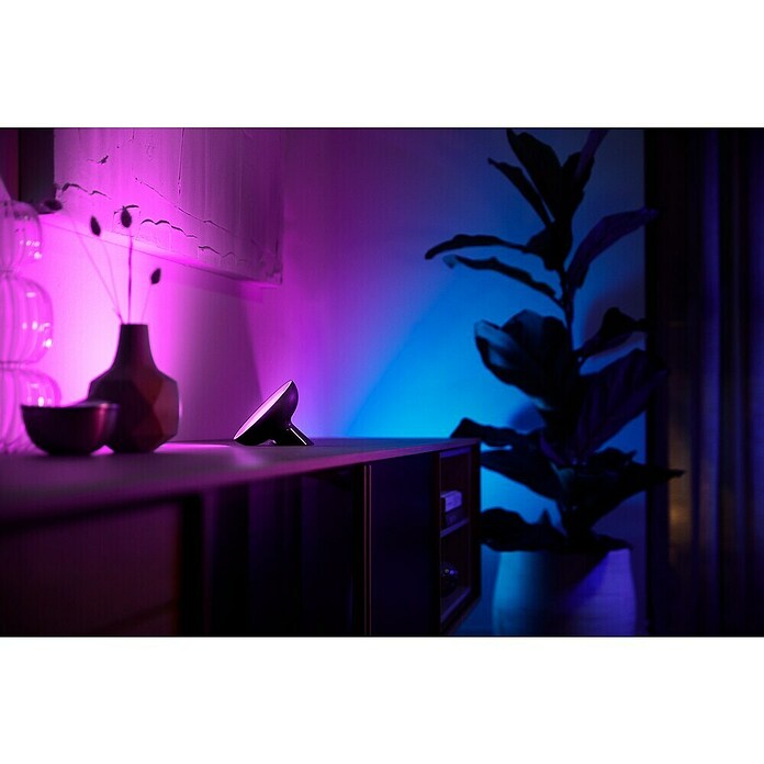 Philips Hue Led-tafellamp White and color ambience (7 W, l x b x h: 12,6 x 12,9 x 10,1 cm, Zwart, RGB) | BAUHAUS