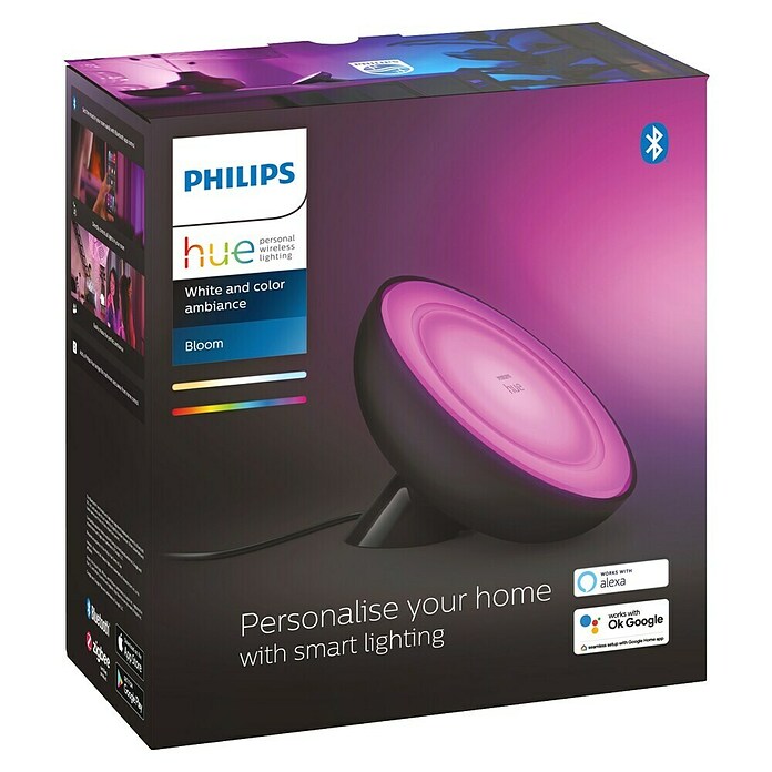 Philips Hue Led-tafellamp White and color ambience (7 W, l x b x h: 12,6 x 12,9 x 10,1 cm, Zwart, RGB) | BAUHAUS