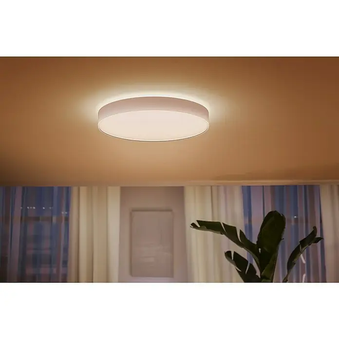 Philips Hue LED-Deckenleuchte rund White Ambience Enrave XL - 48 W, Ø x H: 55,1 x 8,4 cm, Weiß, Kaltweiß - Elegante Deckenleuchte mit sanftem Licht, ideal für moderne Wohnräume. Die runde Form und das schlichte Design fügen sich nahtlos in jede Einrichtung ein.