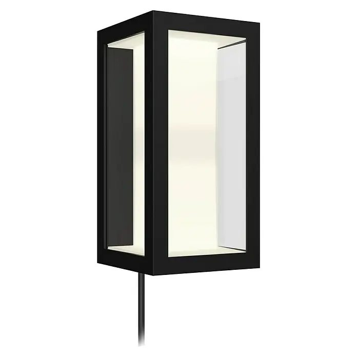 Philips Hue Impress LED-Wandleuchte - 16 W, L x B x H: 14,1 x 12 x 24 cm, Schwarz, RGBW - Moderne, eckige Außenleuchte in Schwarz und Weiß. Stilvolle Beleuchtung für den Außenbereich, die Akzente setzt und eine angenehme Atmosphäre schafft.