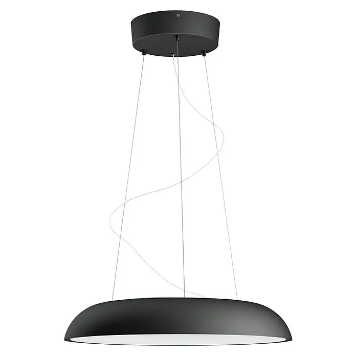 Philips Hue LED-Pendelleuchte rund White Ambience Amaze - 25 W, Ø x H: 43,4 x 150 cm, Schwarz - Elegante schwarze Pendelleuchte mit modernem Design. Die Lampe verfügt über eine spiralförmige Struktur, die ein einzigartiges Lichtspiel erzeugt.