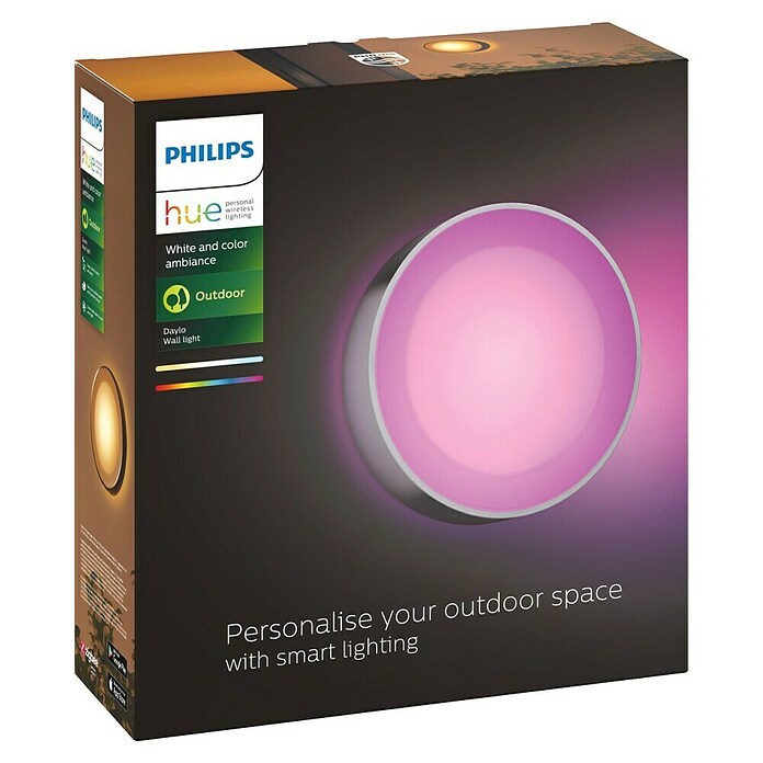 Philips Hue Led-wandlamp voor buiten (1 lampen, 15 W, Lichtkleur: RGBW, IP44, Zilver)