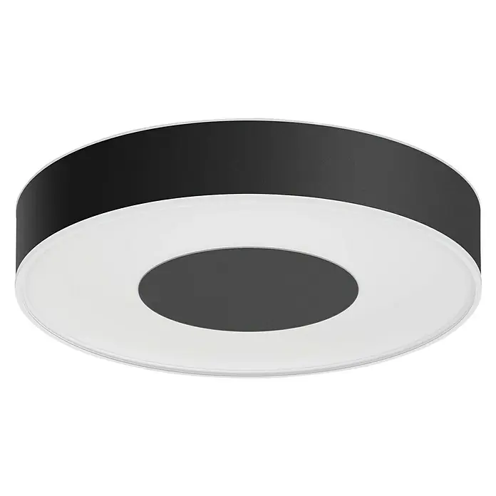 Philips Hue LED-Deckenleuchte rund White and color ambience Infuse M - Ø x H: 38,1 x 8,4 cm, RGBW - Moderne Deckenleuchte in Schwarz und Weiß. Ideal für stilvolle Beleuchtung mit einem eleganten, runden Design für jeden Raum.