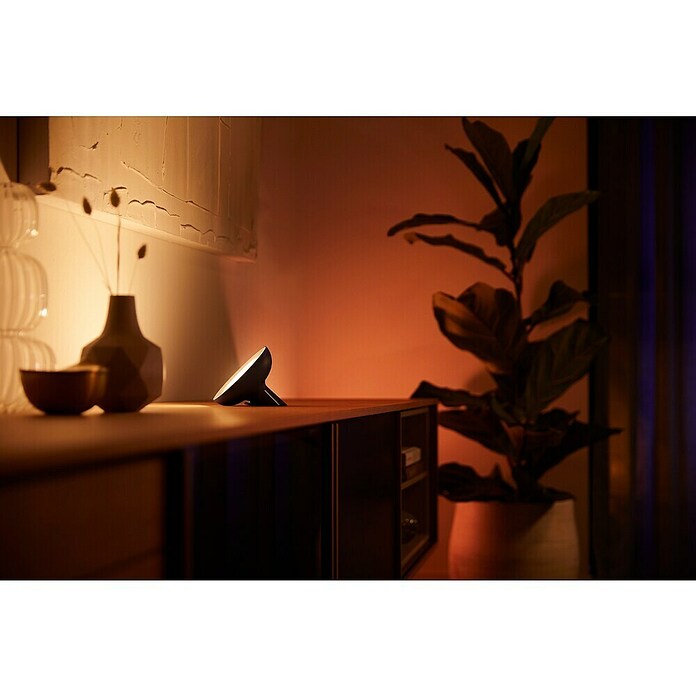 Philips Hue Led-tafellamp White and color ambience (7 W, l x b x h: 12,6 x 12,9 x 10,1 cm, Zwart, RGB) | BAUHAUS