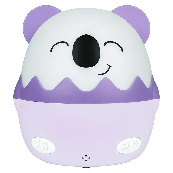 Lámpara de sobremesa LED Coco Koala - Violeta, RGBW - Lámpara de noche con forma de koala que proporciona una luz suave y melodías relajantes, ideal para habitaciones de bebés y niños.