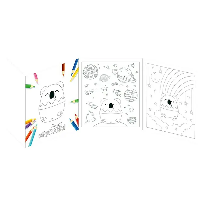 Lámpara de sobremesa LED Coco Koala - Violeta, RGBW - Libro para colorear con diseños de koalas y planetas. Incluye lápices de colores para encender la imaginación y la creatividad.