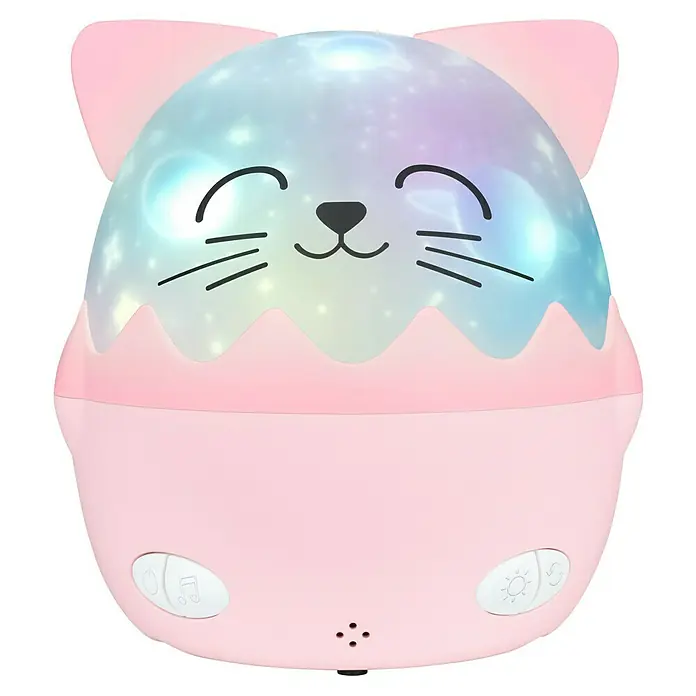 Lámpara de sobremesa LED Mía Gato - Rosa, RGBW - Lindo proyector de luz nocturna de gato rosa con efectos de luz estrellada. Ideal para habitaciones infantiles, proporciona un ambiente relajante.