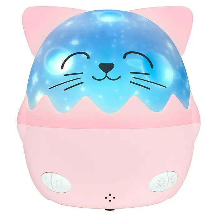 Lámpara de sobremesa LED Mía Gato - Rosa, RGBW - Proyector de luz nocturna en forma de gato rosa con diseño de cielo estrellado. Ideal para crear un ambiente relajante en la habitación infantil.