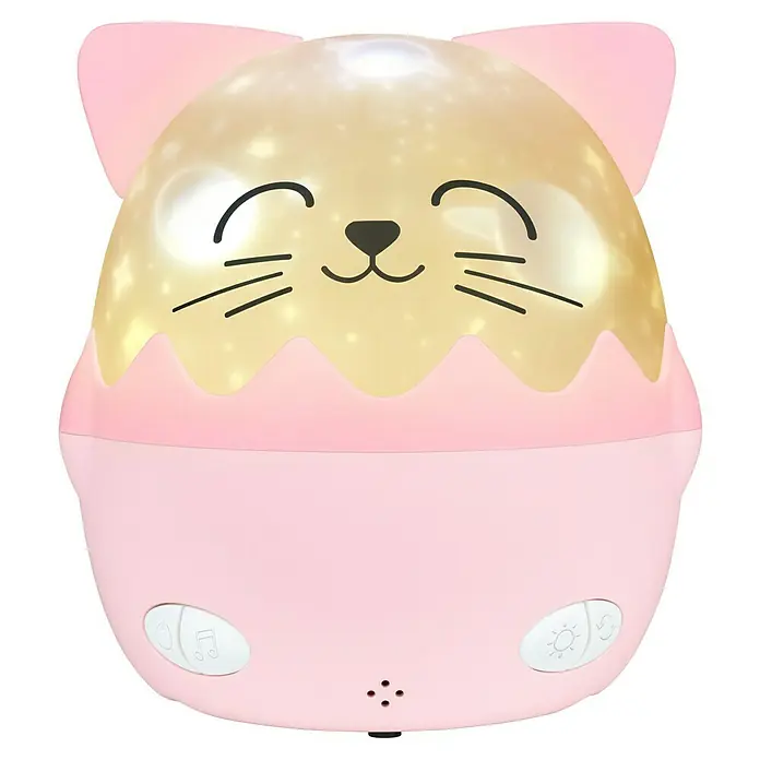 Lámpara de sobremesa LED Mía Gato - Rosa, RGBW - Linda lámpara proyector de luz nocturna de gato rosa con diseño de estrellas. Ideal para habitaciones infantiles para crear un ambiente relajante.
