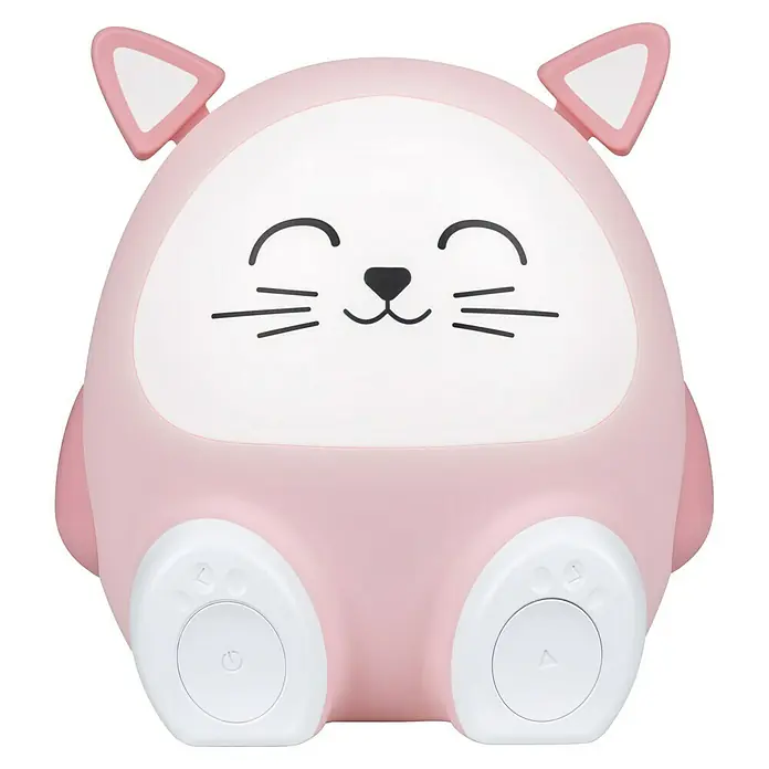 Altavoz Bluetooth Gato Mia - Rosa, 15 W - Lámpara de gato rosa adorable. Lámpara de noche con forma de gato, perfecta para habitaciones infantiles y como luz relajante.