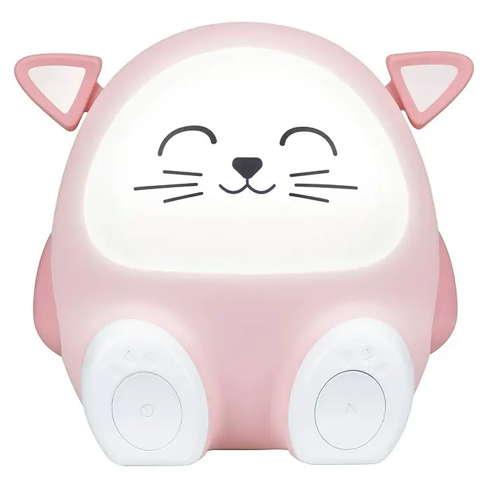 Altavoz Bluetooth Gato Mia - Rosa, 15 W - Adorable luz nocturna de gato rosa. Perfecta para la habitación de los niños, proporciona una luz suave y crea un ambiente agradable.