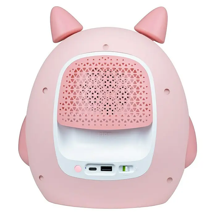 Altavoz Bluetooth Gato Mia - Rosa, 15 W - Altavoz rosa con forma de animal con orejas, rejilla de altavoz, puertos y botones para controlar la reproducción de música.