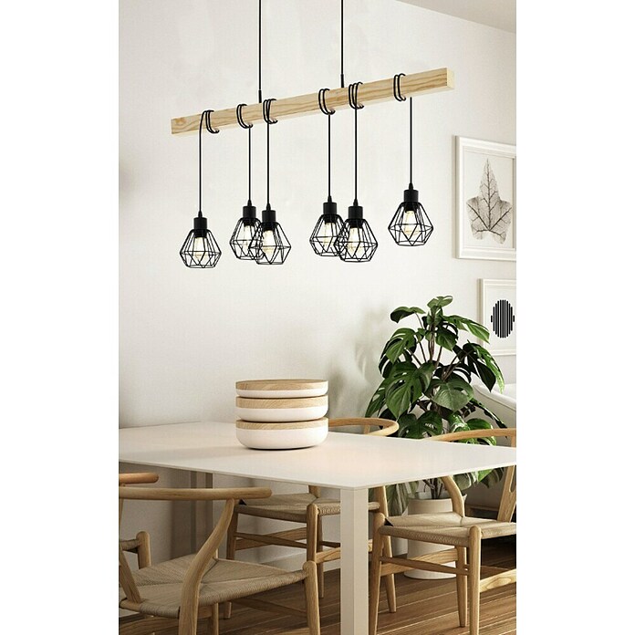 Eglo Townshend 5 Lámpara colgante (360 W, L x An x Al: 100 x 20 x 110 cm, Negro, E27) | BAUHAUS