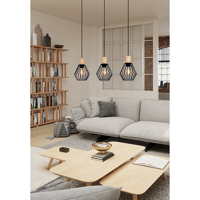 Eglo Lámpara colgante Palmorla (60 W, L x An x Al: 76 x 16 x 110 cm, Negro, E27) | BAUHAUS