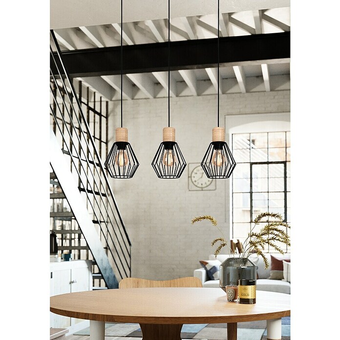 Eglo Lámpara colgante Palmorla (60 W, L x An x Al: 76 x 16 x 110 cm, Negro, E27) | BAUHAUS