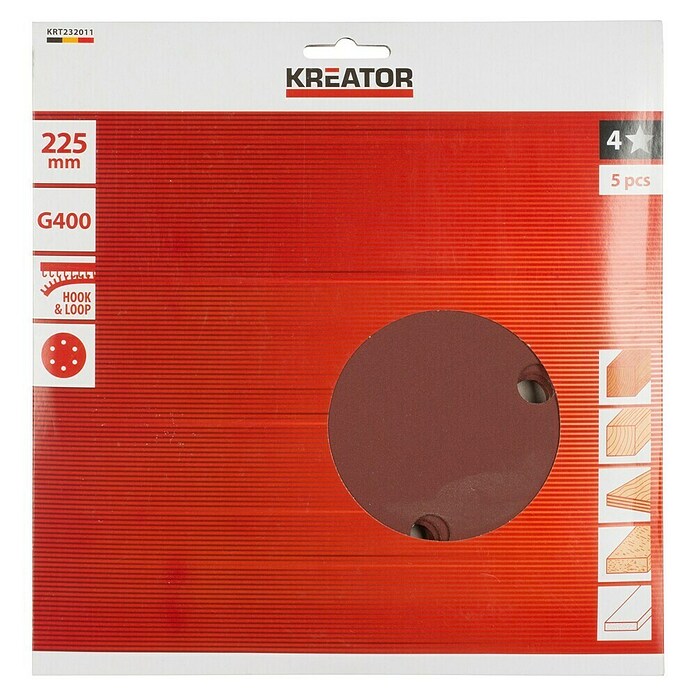 Set de hojas de lija (Diámetro: 225 mm, 5 uds., Granulación: 400)