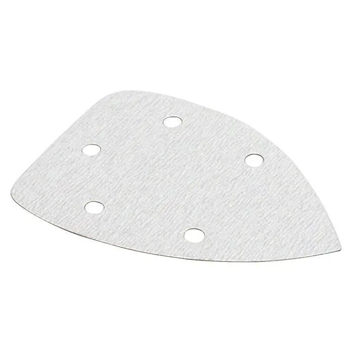 Kreator Hoja de lija KRT - Grano: 120, Apto para: Pinturas, 5 ud. - Papel de lija triangular con cinco agujeros para la extracción de polvo, ideal para trabajos de detalle y esquinas. Superficie de lija de alta calidad para una remoción efectiva.