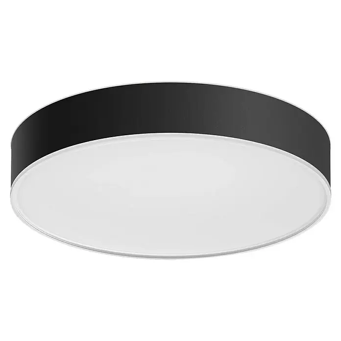 Philips Hue LED-Deckenleuchte rund White Ambience Enrave M - 19 W, Ø x H: 38,1 x 8,4 cm, Schwarz, Kaltweiß - Eine moderne, runde Deckenleuchte in Schwarz und Weiß. Das schlanke Design passt perfekt in jeden Raum und sorgt für angenehmes Licht.