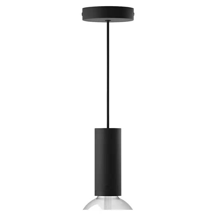 Philips Hue Pendelleuchte Kordel - E27, 1.500 mm - Schwarze Hängelampe mit zylindrischem Lampenschirm und Textilkabel für eine moderne Beleuchtung im Raum. Elegantes Design.