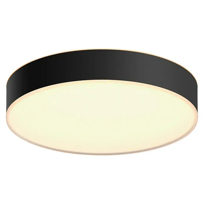 Philips Hue LED-Deckenleuchte rund White Ambience Enrave M - 19 W, Ø x H: 38,1 x 8,4 cm, Schwarz, Kaltweiß - Die runde LED-Deckenleuchte mit schwarzem Rand sorgt für angenehmes Licht und ist ein modernes Beleuchtungselement für jeden Raum.