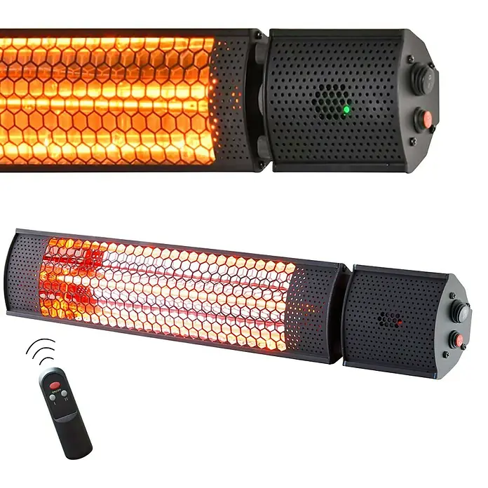 Starlyf Infrarot-Heizstrahler Radiant Heater - 7,2 x 67,5 x 10,5 cm, 2.000 W, Schwarz - Abbildung eines Heizstrahlers für den Außenbereich mit Fernbedienung zur Temperaturregelung.