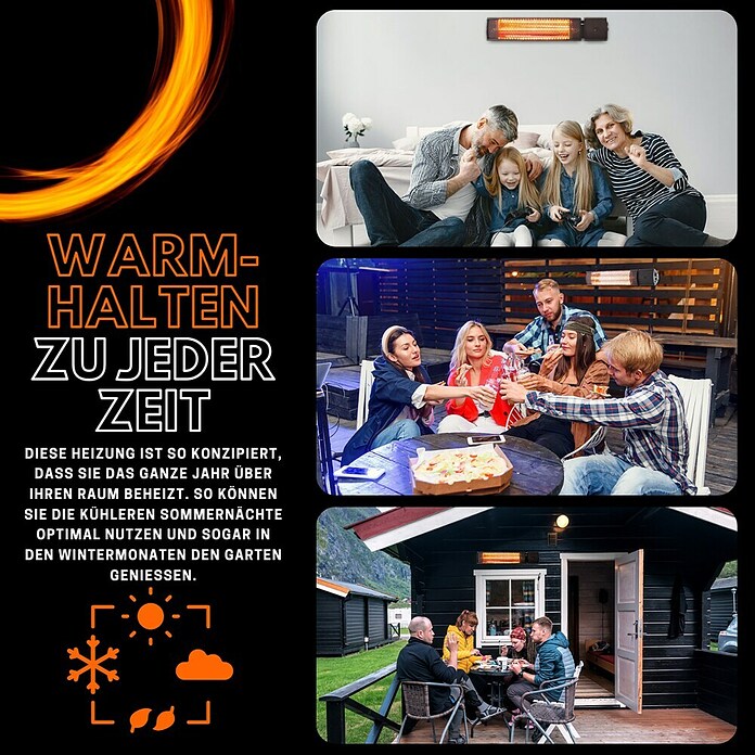 Starlyf Wandheizstrahler Radiant Heater (2.000 W, IP65, Außen, Schwarz) | BAUHAUS