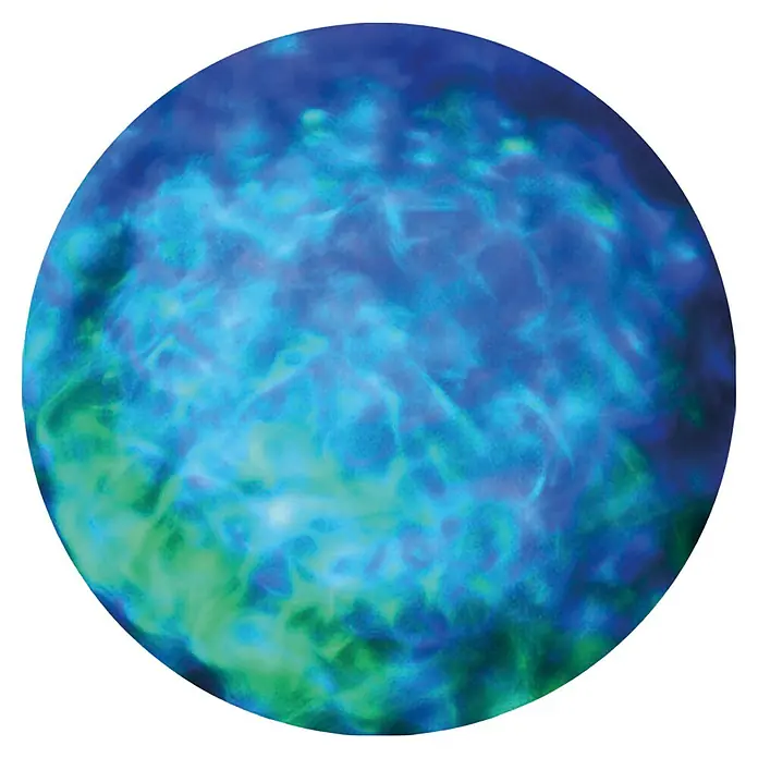 Lámpara LED decorativa Laser Light - Negro, Color de luz: Multicolor, IP44 - Un orbe intrigante azul y verde con un patrón de remolinos, que recuerda a un planeta o una representación abstracta.