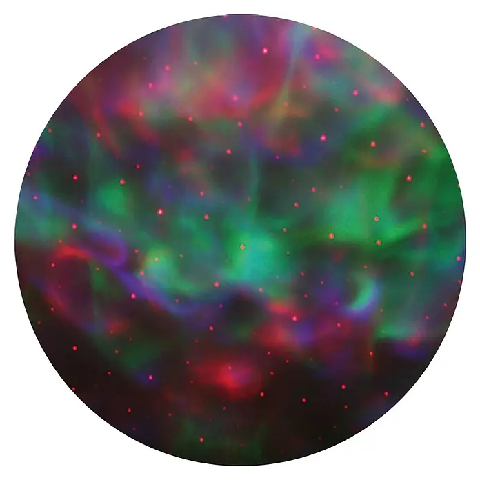 Lámpara LED decorativa Laser Light - Negro, Color de luz: Multicolor, IP44 - Fondo redondo y colorido con puntos rojos, que ofrece un aspecto cósmico y cautivador.