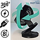 Tischventilator Fast Fan (Schwarz, L x B x H: 9,6 x 15 x 18,5 cm, Akkubetrieben)