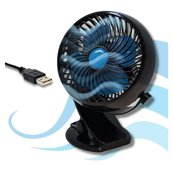 Tischventilator Fast Fan (Schwarz, L x B x H: 9,6 x 15 x 18,5 cm, Akkubetrieben)