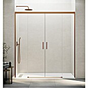 GME Mampara de ducha frontal corredera Basic Spazio (192 x 196 cm, Vidrio transparente, Longitud regulable: 182 cm - 192 cm, Cobre) | BAUHAUS