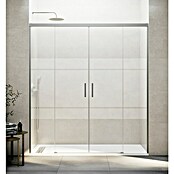 GME Mampara de ducha frontal corredera Basic Spazio (192 x 196 cm, Vidrio serigrafiado, Longitud regulable: 182 cm - 192 cm, Nickel) | BAUHAUS