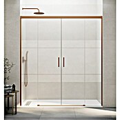GME Mampara de ducha frontal corredera Basic Spazio (162 x 196 cm, Vidrio serigrafiado, Longitud regulable: 152 cm - 162 cm, Cobre) | BAUHAUS