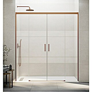 GME Mampara de ducha frontal Basic Spazio (162 x 195 cm, Vidrio serigrafiado, Longitud regulable: 152 cm - 162 cm, Cobre)