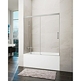 GME Mampara para bañera Basic (An x Al: 160 x 150 cm, Vidrio transparente, Níquel)