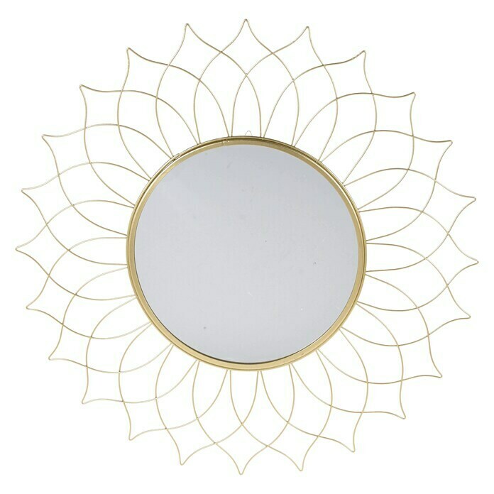 Spiegel rund Sonne (Durchmesser: 50 cm, Gold, Metall)