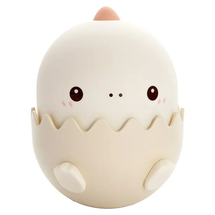 Lámpara de sobremesa Dino - 0,75 W, L x An x Al: 10,9 x 9,3 x 12,5 cm, Beige - Linda lámpara de pollito saliendo de un huevo, con ojos grandes y mejillas rosadas. Perfecta como luz de noche o decoración para la habitación infantil.