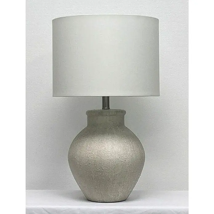 Lámpara de sobremesa de cerámica - 40 W, L x An x Al: 36 x 36 x 56 cm, Blanco, E27 - Elegante lámpara de mesa con una base gris beige y una pantalla cilíndrica sencilla. La luz es agradable y tenue. Perfecta para cualquier habitación.