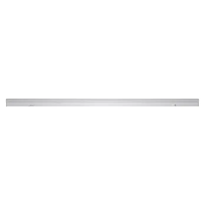 Alverlamp Regleta LED T5 - L x An x Al: 30 x 3,7 x 2,2 cm, Blanco cálido - Un soporte de estante plateado liso para montaje en pared para un almacenamiento y organización prácticos.