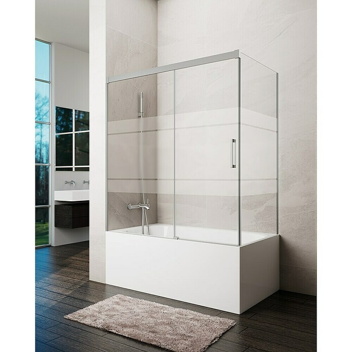 GME Mampara para bañera Basic (L x An x Al: 75 x 160 x 150 cm, Vidrio serigrafiado, Níquel) | BAUHAUS