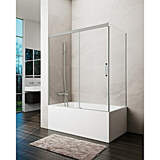 GME Mampara para bañera Basic (L x An x Al: 70 x 160 x 150 cm, Vidrio transparente, Níquel)
