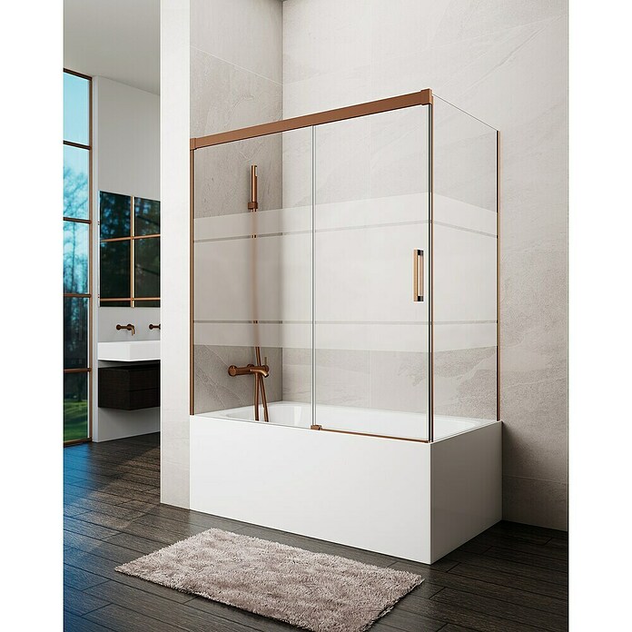 GME Mampara para bañera Basic (L x An x Al: 75 x 170 x 150 cm, Vidrio serigrafiado, Cobre) | BAUHAUS