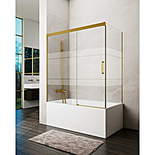 GME Mampara para bañera Basic (L x An x Al: 70 x 160 x 150 cm, Vidrio serigrafiado, Oro)